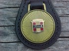 1950s Nash Crest Nos Leather Key Fob Antique Gold Medallion Unique High Quality