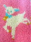 Vintage Handmade 60s Latch Hook Rug Wall Hanging Retro Lambs On Pink Background 