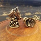 Solid Brass Zodiac Animal Horse Head Bell Chess Knight Keychain Figurine Tea Pet