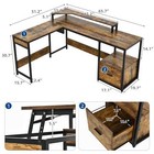 Lift Top L Shaped Desk With File Drawer Corner Computer Desk W  Storage Shelves