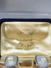 Vintage 925 Sterling Silver Caribe Designer Pearl Cuff Links Mens Jewelry