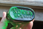 Koken St louis Pretty Green Hand Blown Barber Hair Tonic Bottle Unique Shape