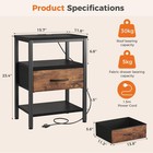 Bedside Table Charging Station Fabric Drawer 3tier Storage End Black Brown