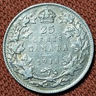 1918 Canada 25 Cents George V Silver Coin Vf Km 24