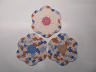 Handmade Crochet Dish   Wash Cloths  7   100  Cotton      Flowers      set Of 3 