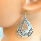 Handmade Floral Teardrop 925 Sterling Silver Dangle Drop Earrings Unique Design