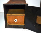 Antique Victorian Iron Metal Wall Safe With Inner Drawer And Key