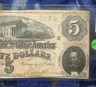 1864 Confederate States Of America 5 Dollar Bill Currency Richmond