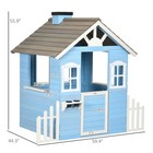 Wooden Playhouse For Kids Outdoor With Flower Pot Holders  Blue