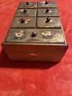 Vintage Primitive Hanging Sewing Spice Cabinet Wooden Wall Mount 7 Drawers