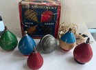 Early 1900s Wooden Spinning Tops 6  Original Paint Metal Tips Classic Toy