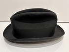 Antique Vintage John B  Stetson Felt Derby Bowler Hat Black Size 7 3 8 Fedora