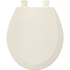Round Enameled Wood Removes For Easy Cleaning Toilet Seat In Biscuit
