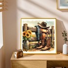 Cowboy Hat Diamond Art Kits For Adults - 5d Boots Diamond Painting Kit For Begin