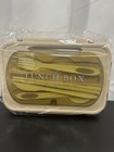Adult Bento Box Lunch Food Container W 3 Compartments   Utensils Bpa Free Khaki