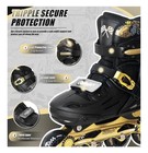 Nattork Kids Inline Skates Adjustable 5-8 Black gold New Light Up Wheels 