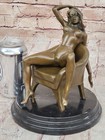 Art Nouveau100  Solid Bronze Statuette  Nude Figure Of Young Woman Seated Decor