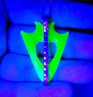 Sterling Art Deco Uranium Glass Necklace Unusual Arrow Piece Green Opaline 925
