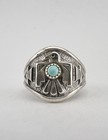 Vtg Bell Trading Post Fred Harvey Era Sterling Silver Turquoise Thunderbird Ring