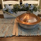 Vintage Metal Copper 2 Qt  Cooking Pot With Heavy Brass Handle Made In Usa