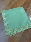 Vtg Handmade Olive Green Lace Napkins Set Of 6