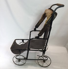 Victorian Baby Doll Carriage Stroller Vintage Pram Metal Leather Buggy