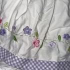 Pottery Barn Kids Green Gingham Check Floral Embroidered Dust Ruffle Crib Skirt