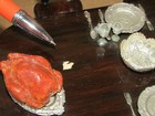 Vintage Dollhouse Dining Room Table W 6 Red Velvet Chairs Turkey  read 