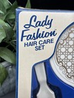 Vintage Lady Fashion 3pc Hair Care Set  vented Brush mirror comb  Nos White