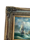 Vintage A  Fulton Signed British Maritime Oil Painting Sailing Ships Seascape