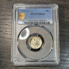 Ms66 1941-s 10c Mercury Silver Dime  Pcgs Trueview- Lightly Rainbow Toned