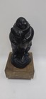 Vintage Inuit Art Soapstone Sculpture Man Holding Fish Signed Soma Canada Stone