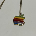 Vintage 1980   s 1990   s Apple Computer Inc  Rainbow Pendant Necklace Chain