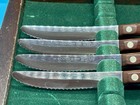 Lot Of 4 Cutco 1059 Steak Knives Brown Handle W  Original Wood Case