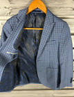 Isaac Mizrahi Blue Plaid 100  Wool Sport Coat Blazer Jacket Youth Boys 12