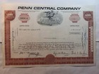 Penn Central Company Stock Certificate Less Than 100 Shares 