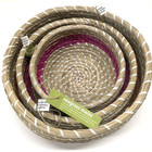 Seagrass Maize Woven Nesting Storage Baskets Set Of 3 Round Made In Vietnam