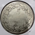 1847 5 Francs Belgium Silver 5f Crown Size Coin - King Leopold I  f308 