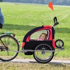 2-in-1 Double Child Bike Cargo Two-wheel Bicycle Trailer Stroller And Jogger Red
