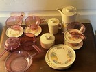 Vtg Chilton Globe Plastic Kids Play Kitchen Set Pots  Pitcher  Dishes  Tea Cups