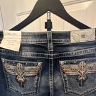 Miss Me Medium Wash Blue Denim Women s Bootcut Embroidered Rhinestone Jeans
