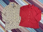 2 Vtg 1970s Colorful Floral Ship N Shore Women   s Buttoned Blouses Sz 34 16