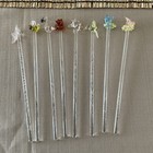 Lot Of 14 Vintage Blown Glass Swizzle Stirrers sticks  Various Heights   Design
