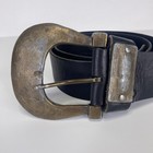 Vintage Accurate 5144 Western Belt Black Leather Silver Buckle Sz S Distressed