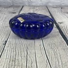 Bohemia Glass Trinket Jewelry Box Blue Glass Doves Birds Handmade Czechoslovakia