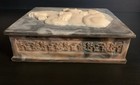 Vintage Incolay Stone Jewelry Trinket Box Horses Mares Wild Stallions Usa