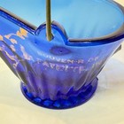 La Fayette Indiana Antique Depression  Blue Glass Souvenir Coal Bucket Trinket