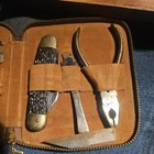Antique Pocket Tool Kit Set W Leather Pouch Complete Knife Waldes Utica Kraeuter