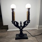 Vintage Art Deco Art Cast Iron Two-light Table Lamp Base 1
