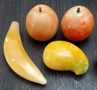 Vintage Italian Alabaster Stone Carved Fruit 11 Pieces Plus Basket